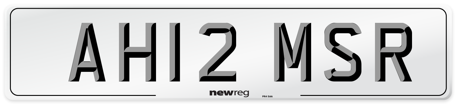 AH12 MSR Number Plate from New Reg